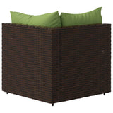 Divano Angolare da Giardino con Cuscini in Polyrattan Marrone