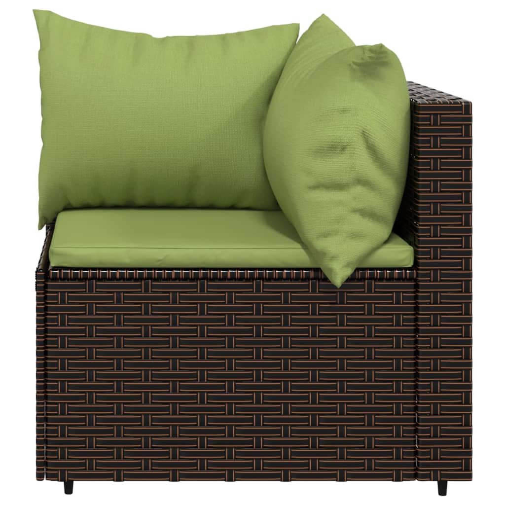 Divani Angolari da Giardino con Cuscini 2pz Polyrattan Marrone