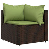 Set Mobili da Giardino 4 pz con Cuscini in Polyrattan Marrone