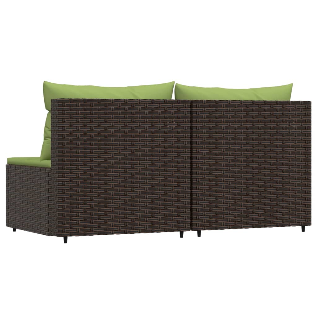 Divani Centrali da Giardino con Cuscini 2pz Polyrattan Marrone