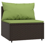 Divani Centrali da Giardino con Cuscini 2pz Polyrattan Marrone