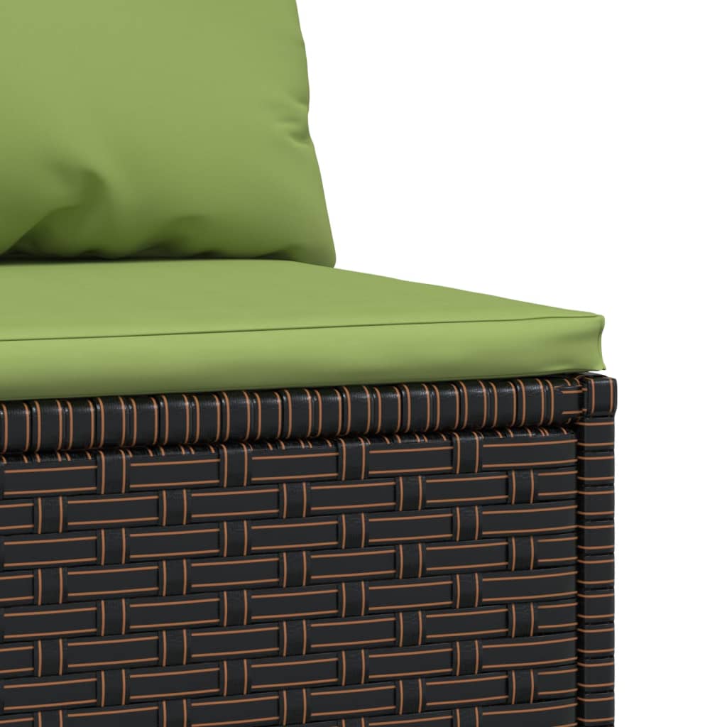 Divani Centrali da Giardino con Cuscini 2pz Polyrattan Marrone