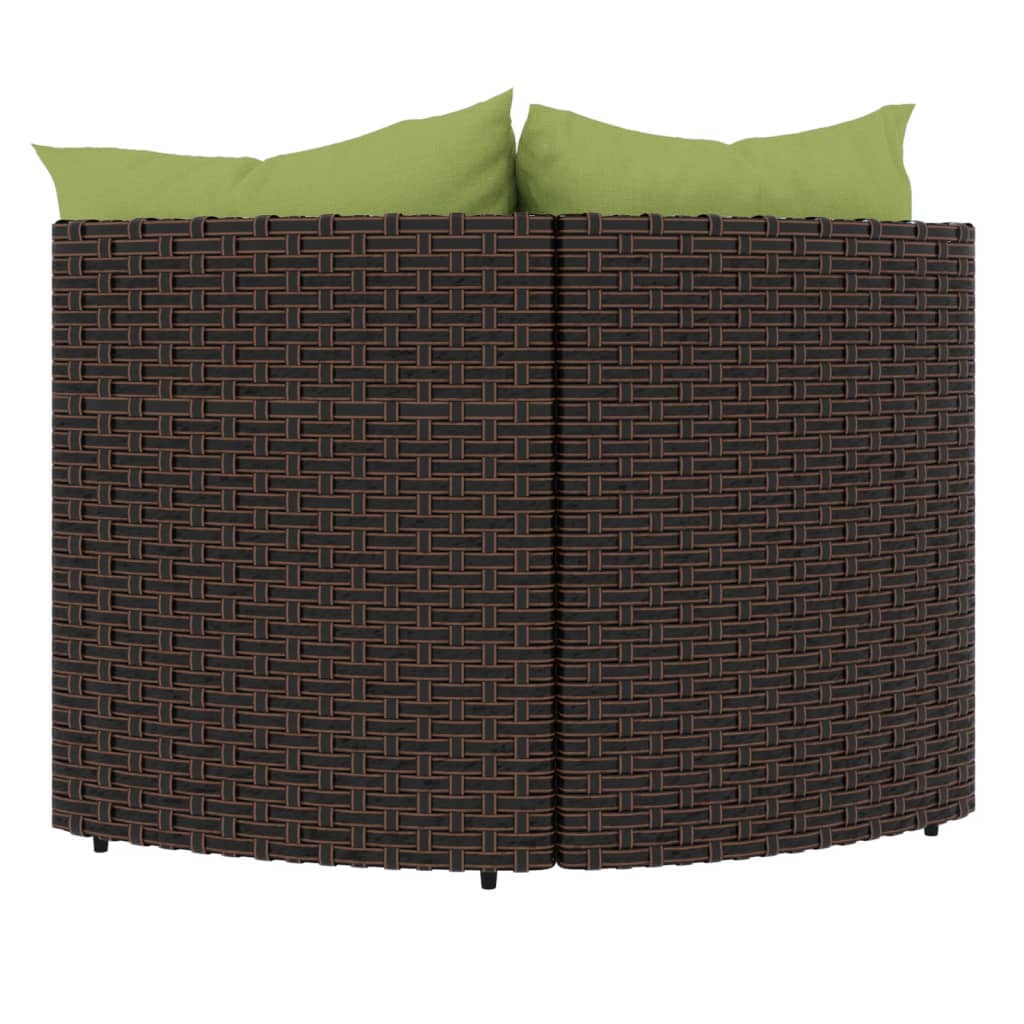 Divani Angolari da Giardino con Cuscini 2pz Polyrattan Marrone