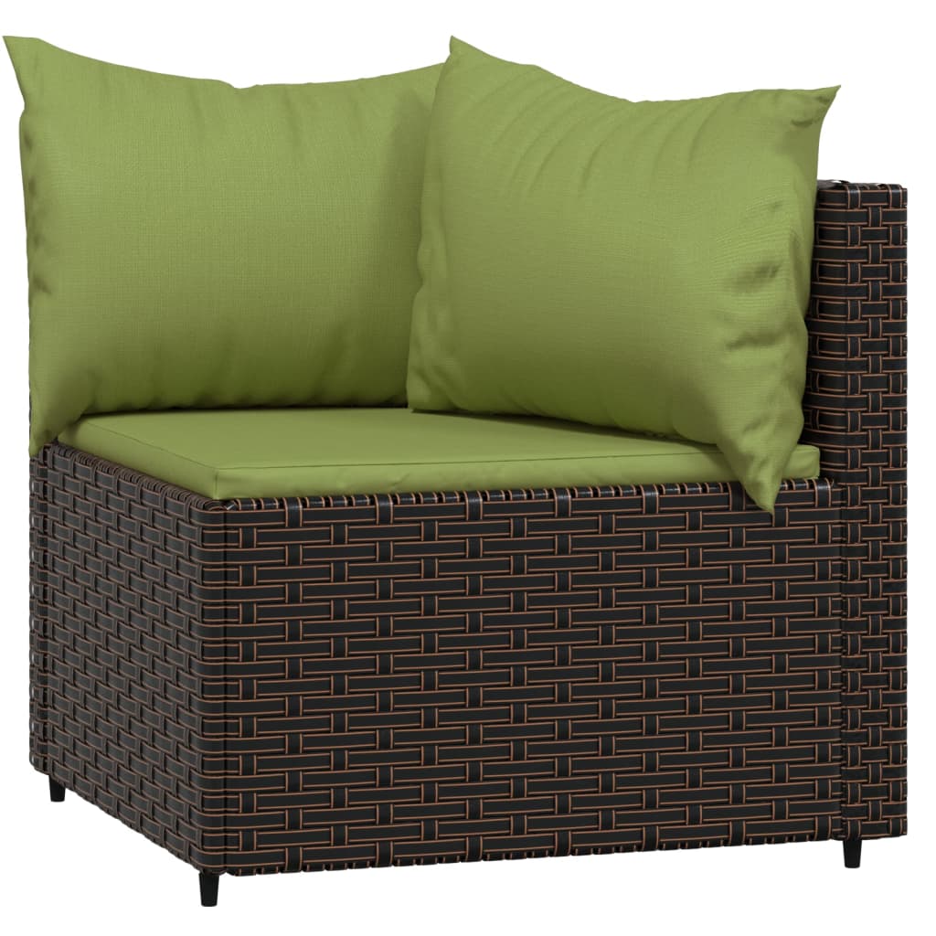 Divani Angolari da Giardino con Cuscini 2pz Polyrattan Marrone