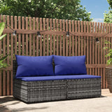 Divani Centrali da Giardino con Cuscini 2pz Polyrattan Grigio