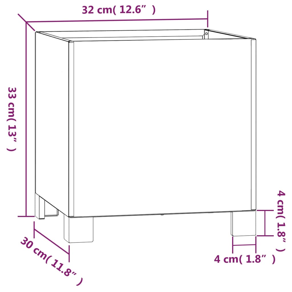 Fioriera con Gambe Ruggine 32x30x33 cm Acciaio Corten