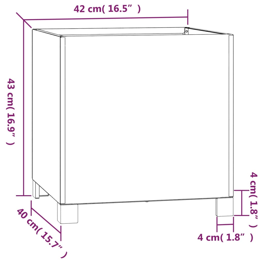 Fioriere con Gambe 2pz Ruggine 42x40x43 cm Acciaio Corten