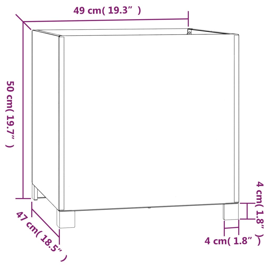 Fioriere con Gambe 2pz Ruggine 49x47x50 cm Acciaio Corten