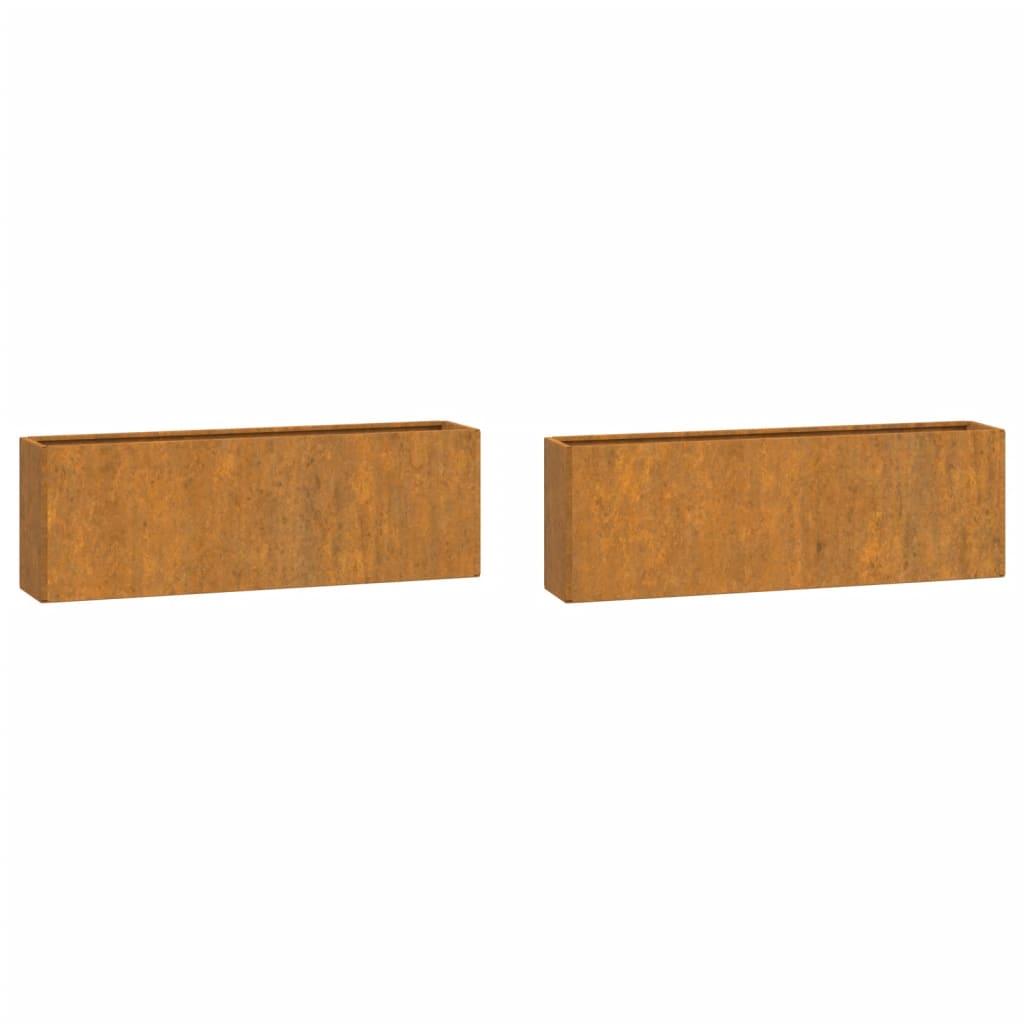 Fioriere da Parete 2 pz Ruggine in Acciaio Corten 53x10x17 cm