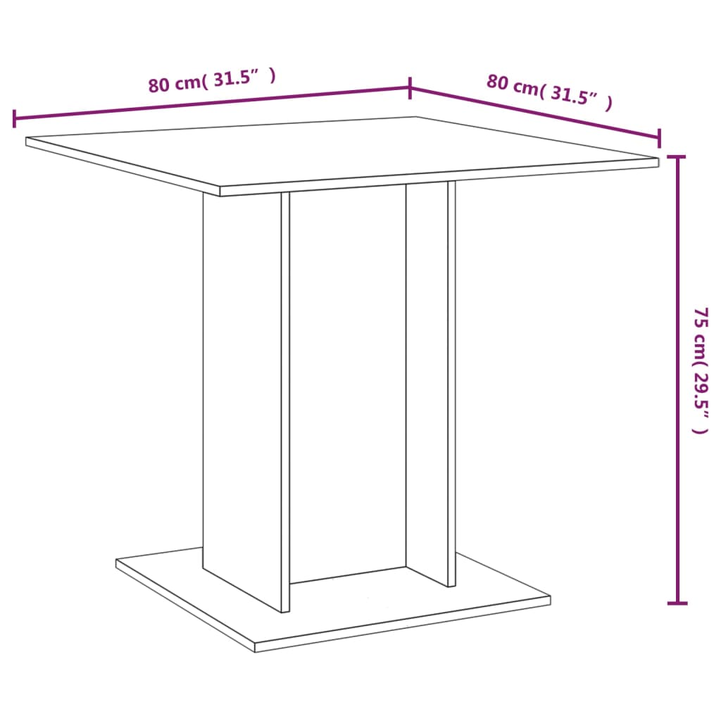 Tavolo da Pranzo grigio sonoma 80x80x75 cm in Legno Multistrato