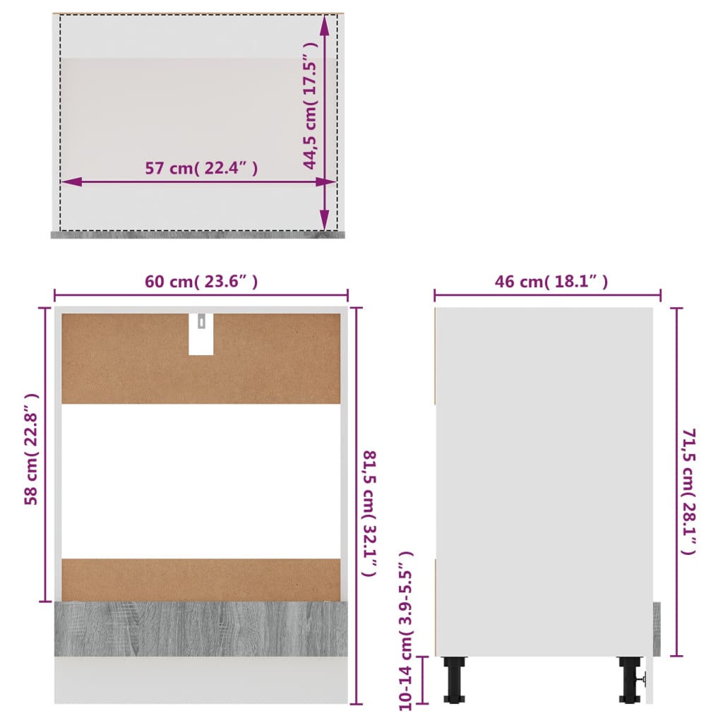 Mobile da Forno Grigio Sonoma 60x46x81,5 cm Legno Multistrato