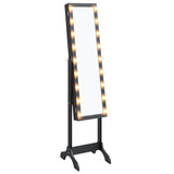 Specchio Autoportante con LED Nero 34x37x146 cm