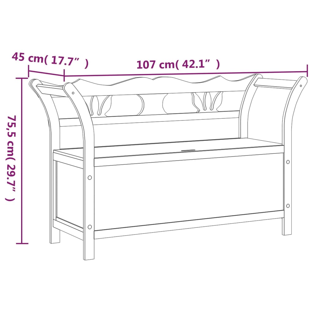 Panca Bianca 107x45x75,5 cm Legno Massello di Abete