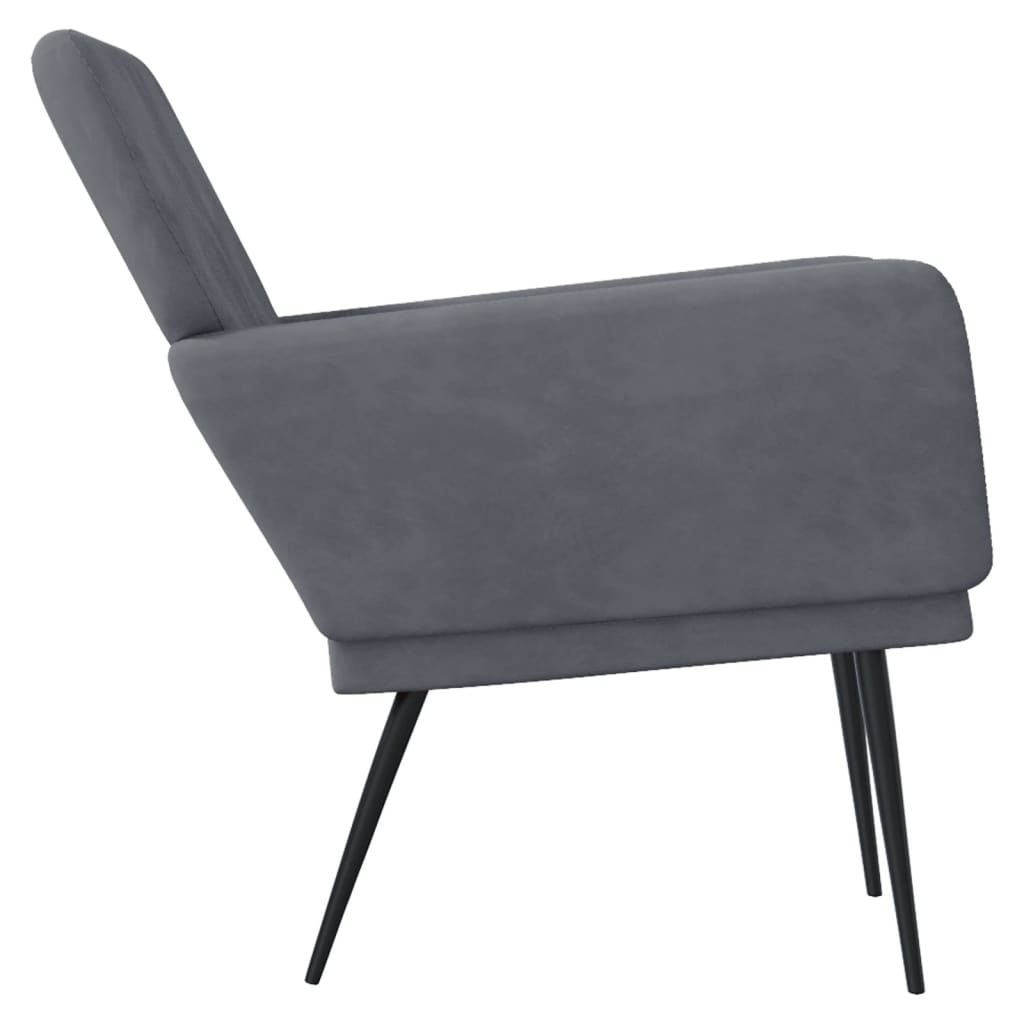 Poltrona Grigio Scuro 62x79x79 cm Velluto