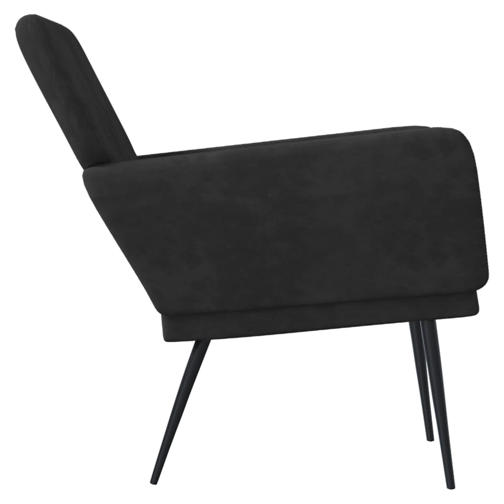 Poltrona Nera 62x79x79 cm Velluto