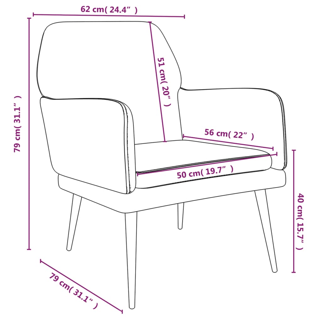 Poltrona Nera 62x79x79 cm Velluto