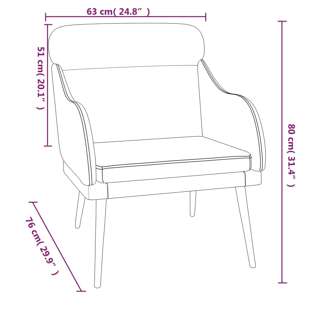 Poltrona Nera 63x76x80 cm Velluto