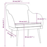 Poltrona Grigio Scuro 63x76x80 cm Velluto