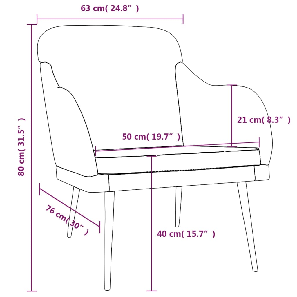 Poltrona Rosa 63x76x80 cm Velluto