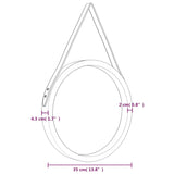 Specchio da Parete con Cinghia Dorato Ø 35 cm