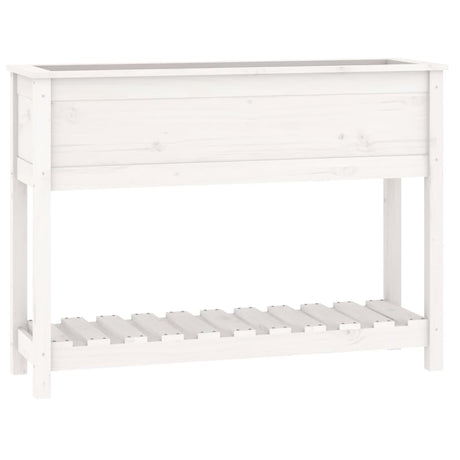 Fioriera con Mensola Bianca 111,5x34,5x81cm Legno Massello Pino