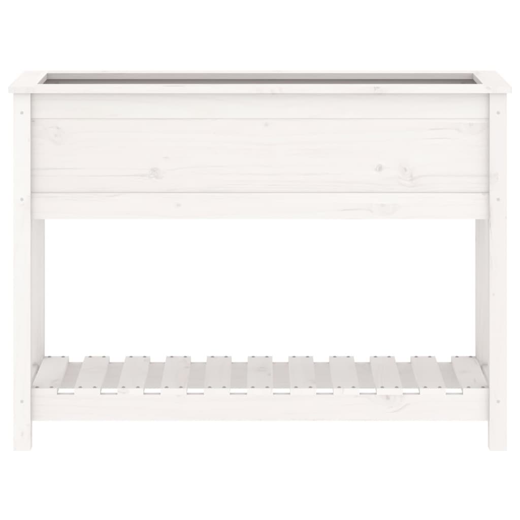 Fioriera con Mensola Bianca 111,5x34,5x81cm Legno Massello Pino