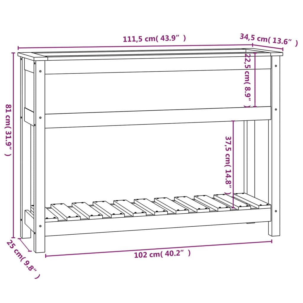 Fioriera con Mensola Bianca 111,5x34,5x81cm Legno Massello Pino