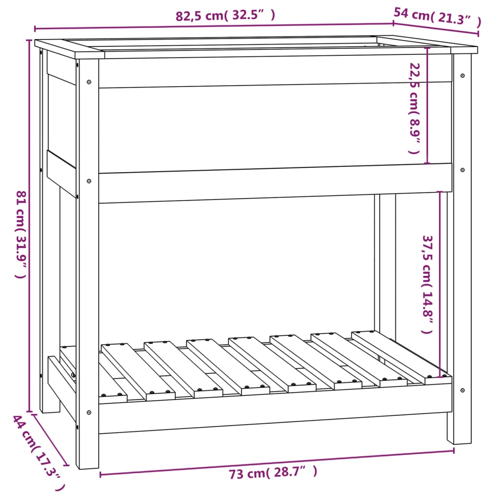 Fioriera con Mensola Bianca 82,5x54x81cm in Legno Massello Pino