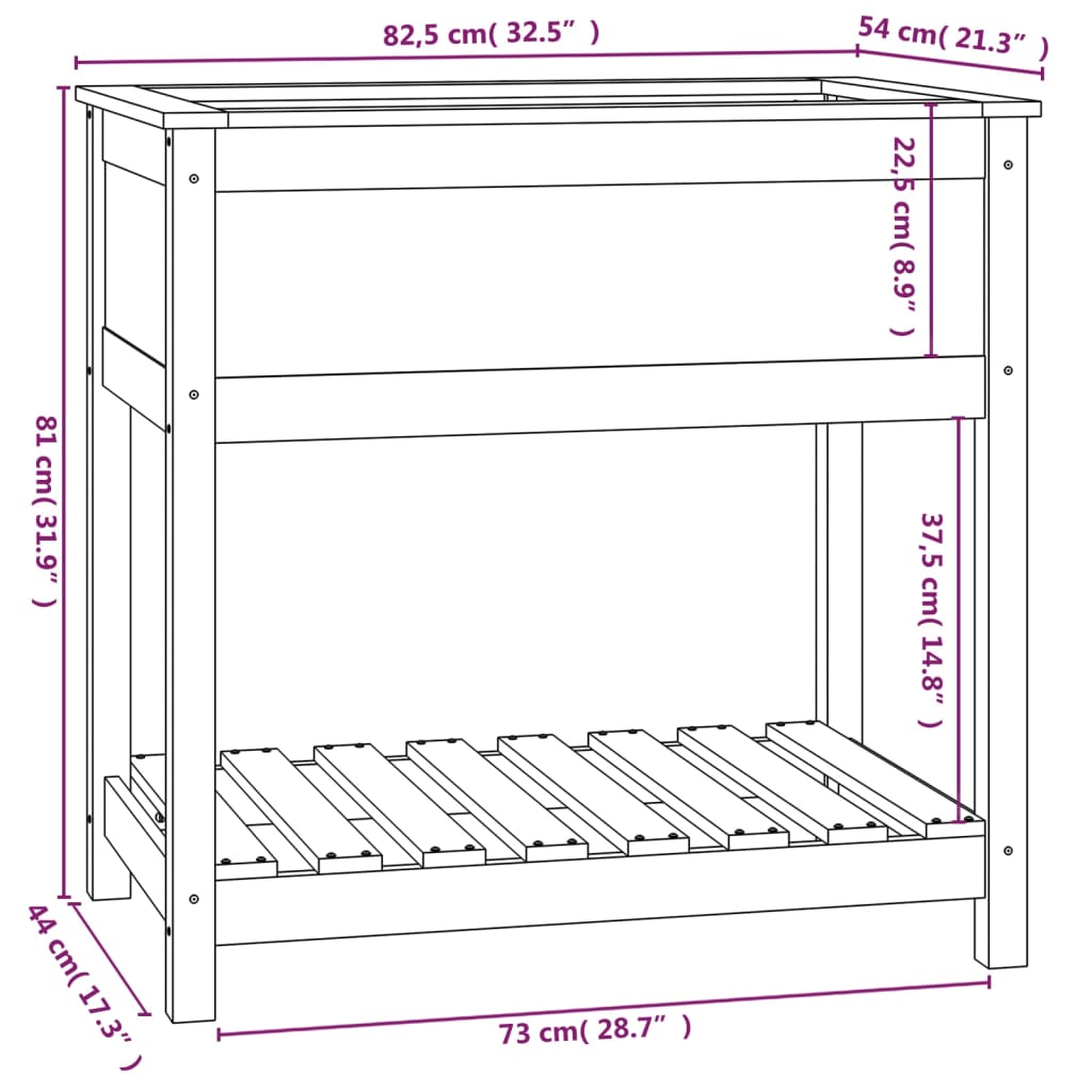 Fioriera con Mensola Miele 82,5x54x81 cm in Legno Massello Pino