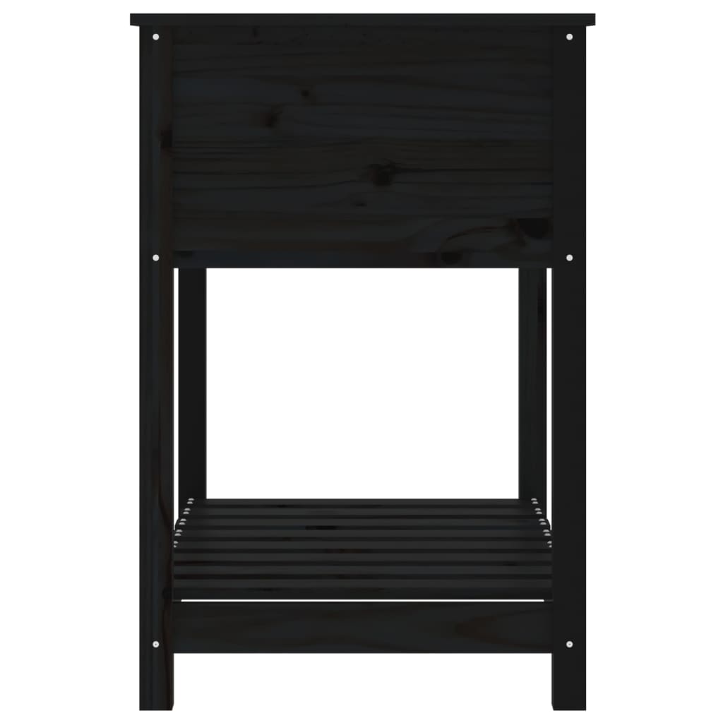 Fioriera con Mensola Nera 82,5x54x81 cm Legno Massello di Pino