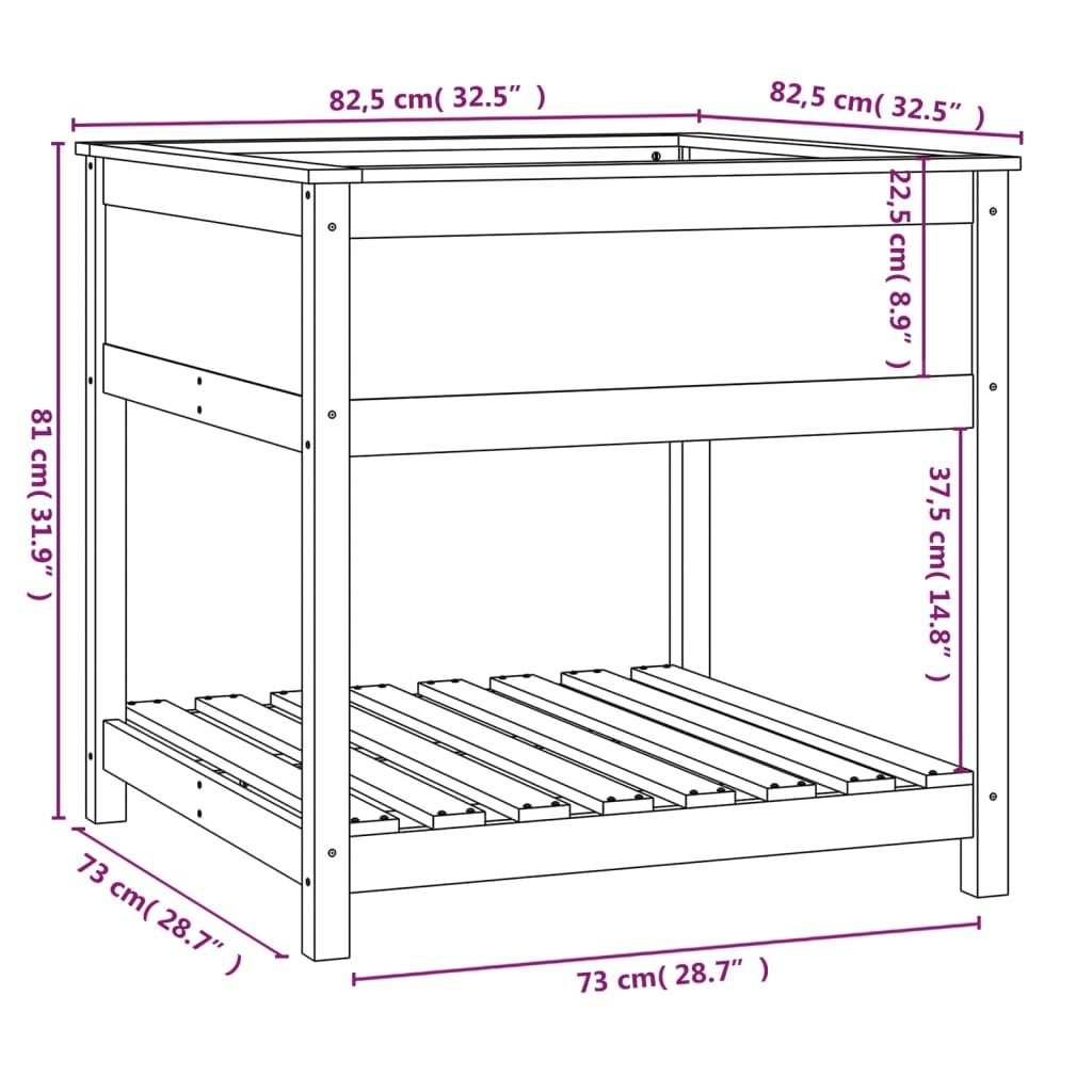 Fioriera con Mensola 82,5x82,5x81 cm in Legno Massello di Pino