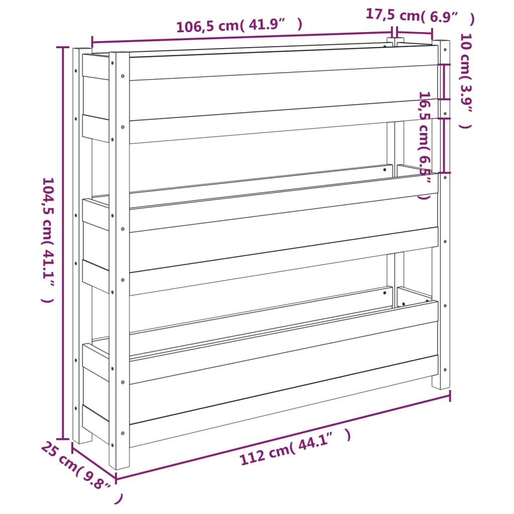 Fioriera 112x25x104,5 cm in Legno Massello di Pino