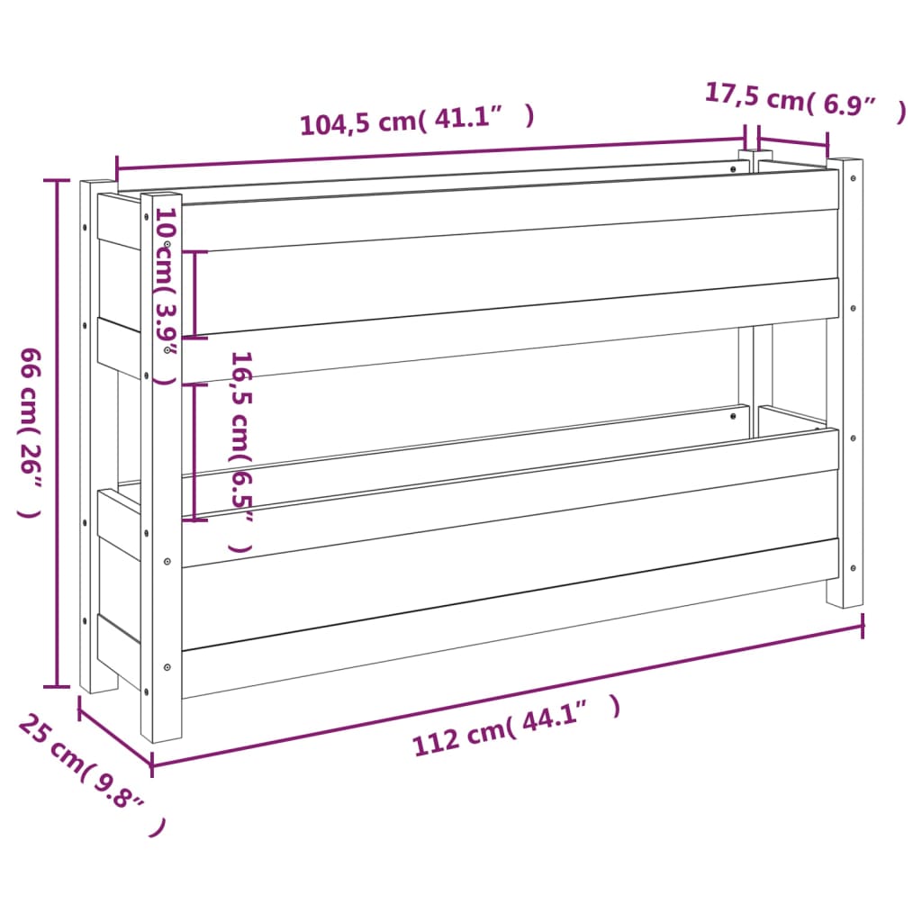 Fioriera 112x25x66 cm in Legno Massello di Pino