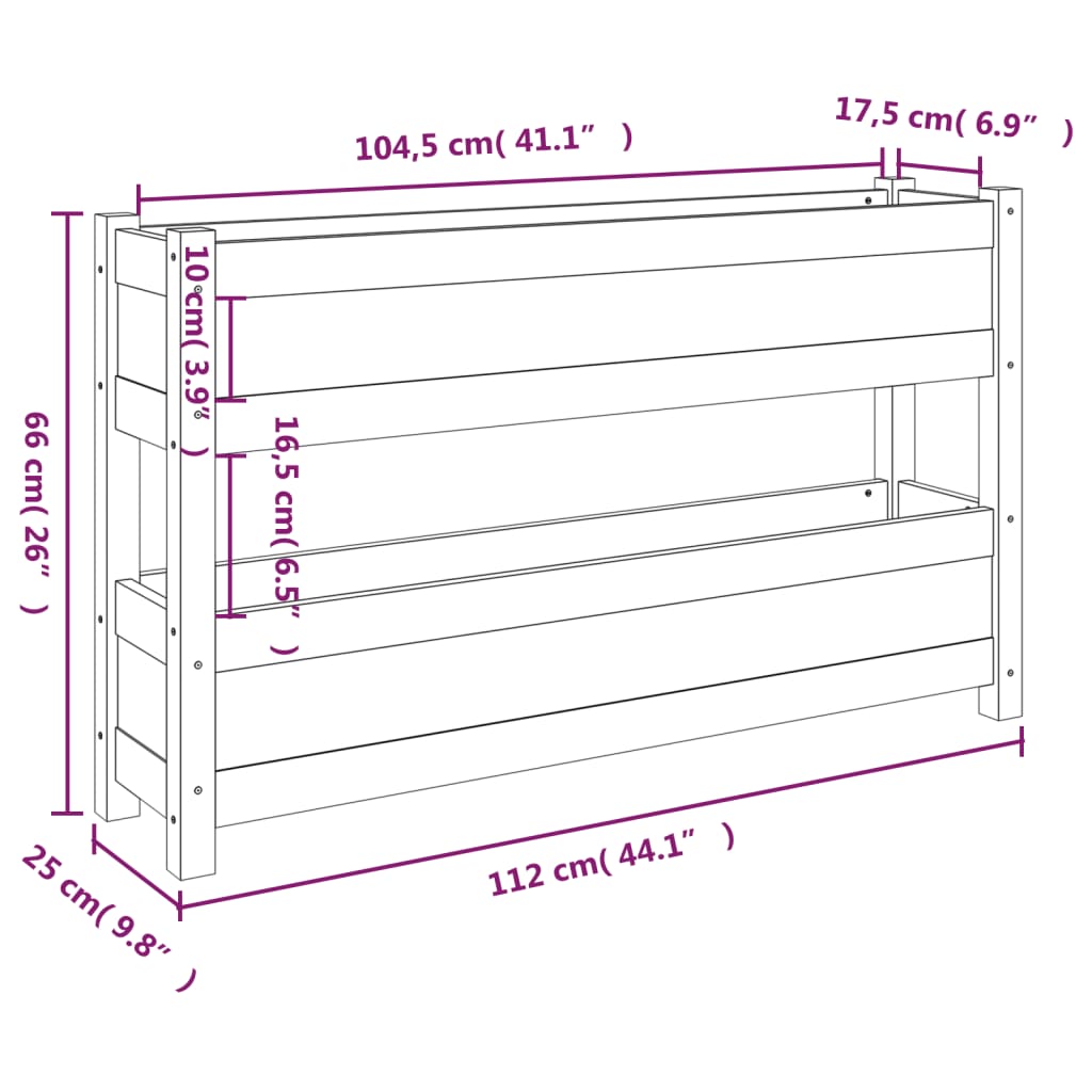 Fioriera Bianca 112x25x66 cm in Legno Massello di Pino