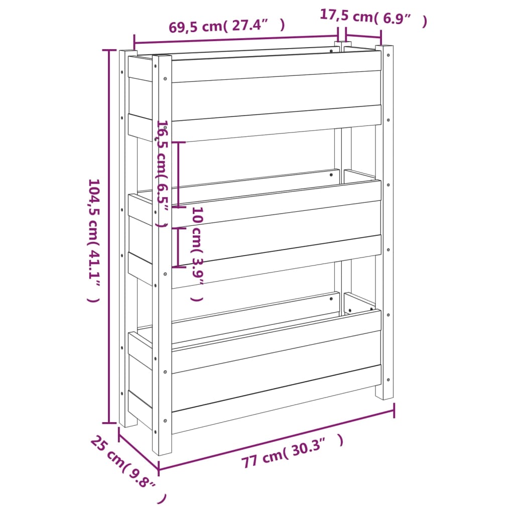 Fioriera 77x25x104,5 cm in Legno Massello di Pino