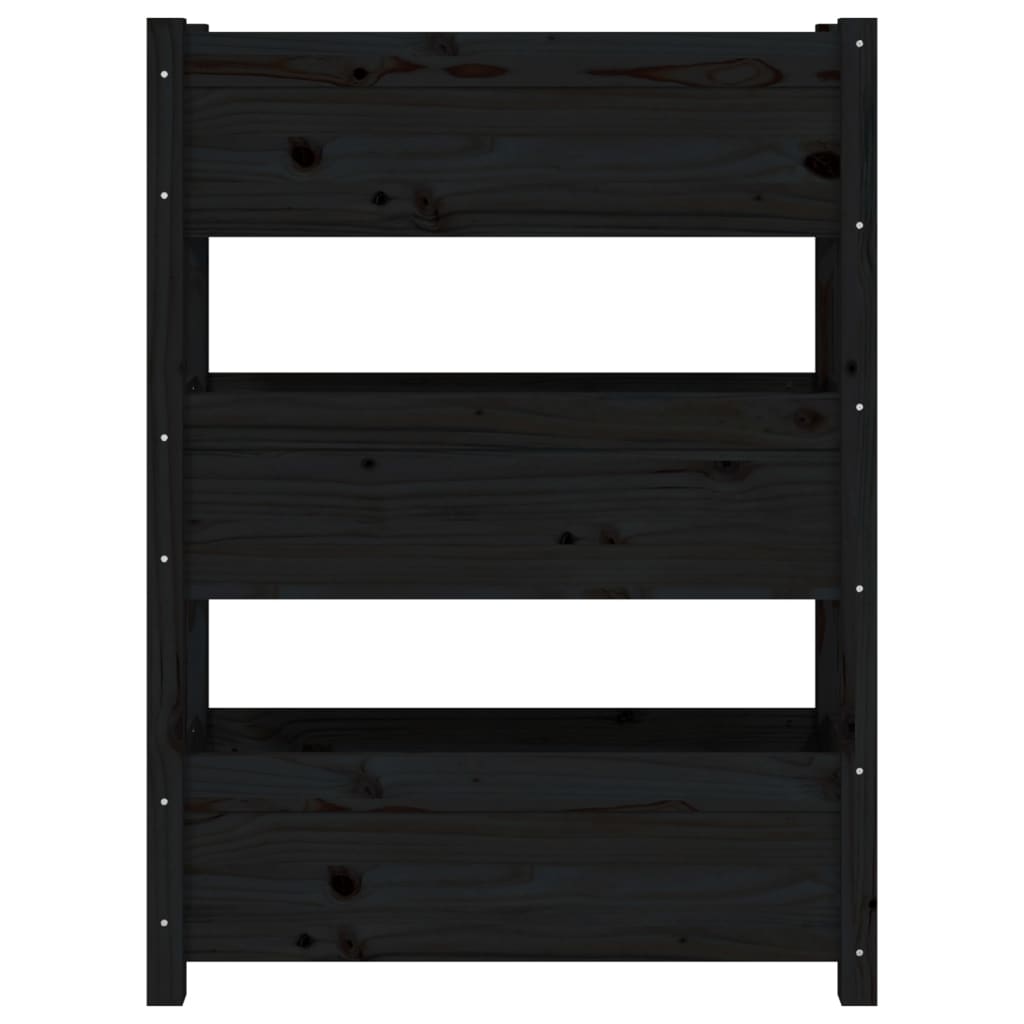 Fioriera Nera 77x25x104,5 cm in Legno Massello di Pino