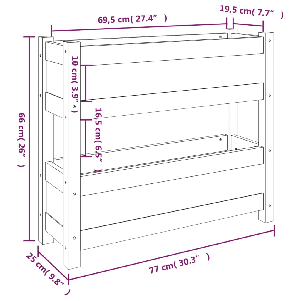 Fioriera 77x25x66 cm in Legno Massello di Pino