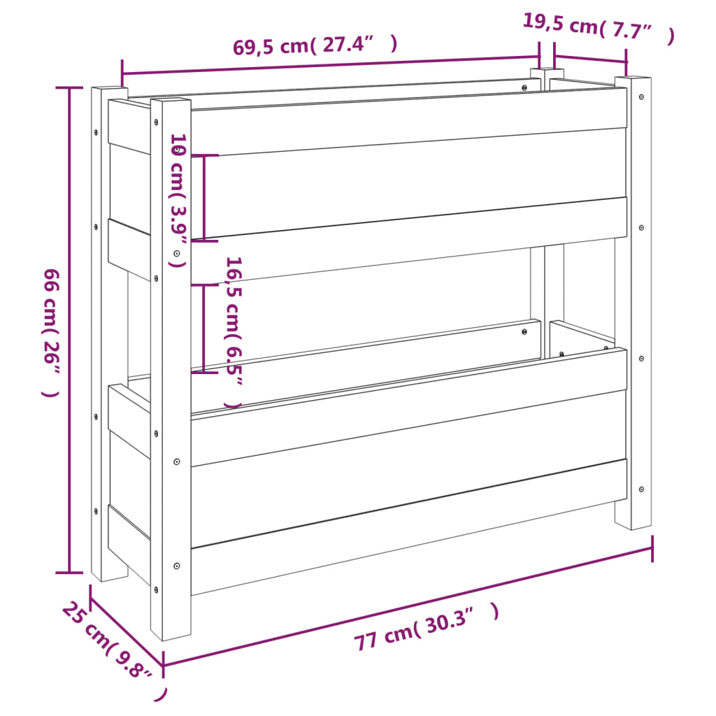 Fioriera Bianca 77x25x66 cm in Legno Massello di Pino