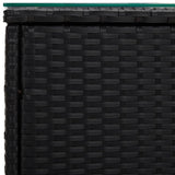 Tavolino Nero 40x37x40,5 cm Polyrattan e Vetro Temperato