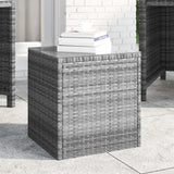 Tavolino Grigio 40x37x40,5 cm Polyrattan e Vetro Temperato