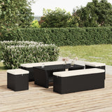 Panca Ottomana con Cuscino Nero 110x30x40 cm in Polyrattan