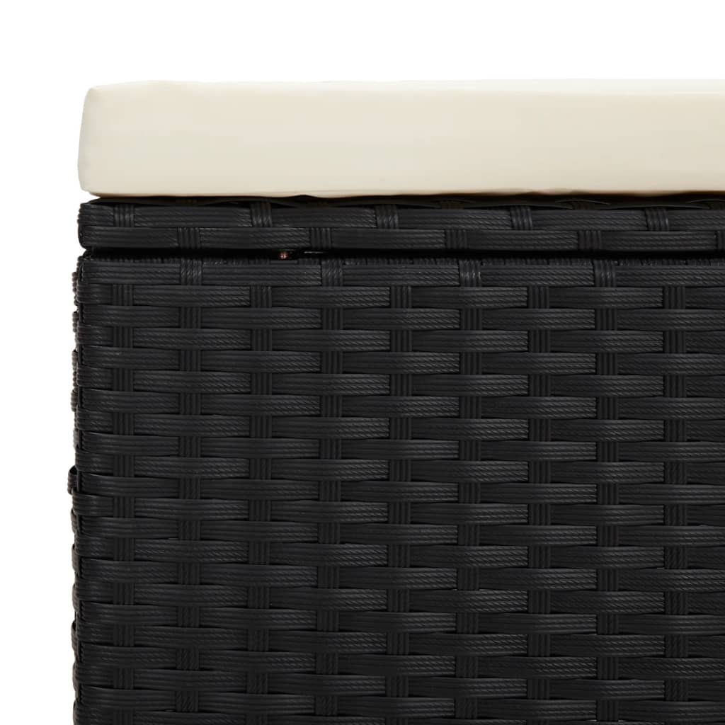 Panca Ottomana con Cuscino Nero 110x30x40 cm in Polyrattan