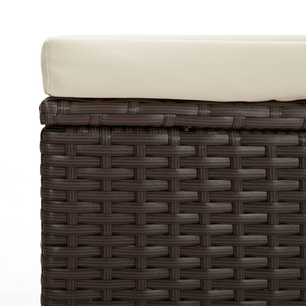 Panca Ottomana con Cuscino Marrone 110x30x40 cm in Polyrattan