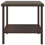 Tavolino Marrone 45x45x45 cm Polyrattan e Vetro Temperato