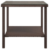 Tavolino Marrone 45x45x45 cm Polyrattan e Vetro Temperato