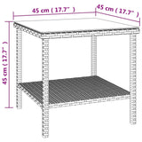 Tavolino Marrone 45x45x45 cm Polyrattan e Vetro Temperato