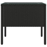 Tavolino Nero 53x37x48 cm Polyrattan e Vetro Temperato