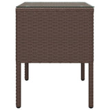 Tavolino Marrone 53x37x48 cm Polyrattan e Vetro Temperato