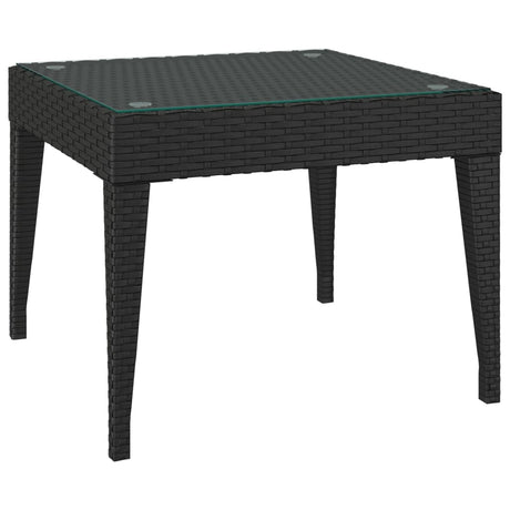 Tavolino Nero 50x50x38 cm Polyrattan e Vetro Temperato