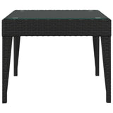 Tavolino Nero 50x50x38 cm Polyrattan e Vetro Temperato